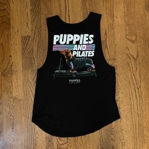 PUPPIES AND PILATES Black Women's Tank Top